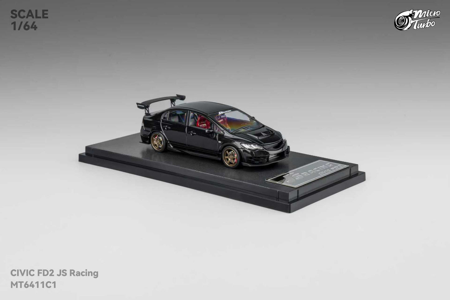 (PREORDER) Micro Turbo Honda Civic FD2 JS Racing model (Metallic Black)