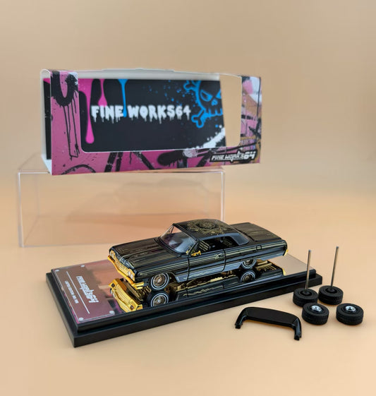 (PREORDER) Fine Works64 Chevy Impala - Foshan Exhibition Exclusive (Black/Gold Livery)