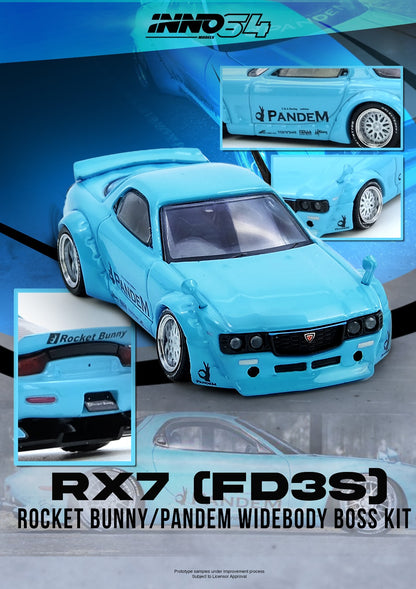 (PREORDER) Inno64 Mazda Pandem Rocket Bunny RX7 (FD3S) Tiffany Blue