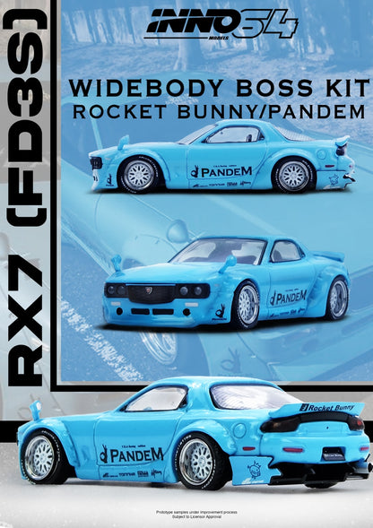 (PREORDER) Inno64 Mazda Pandem Rocket Bunny RX7 (FD3S) Tiffany Blue