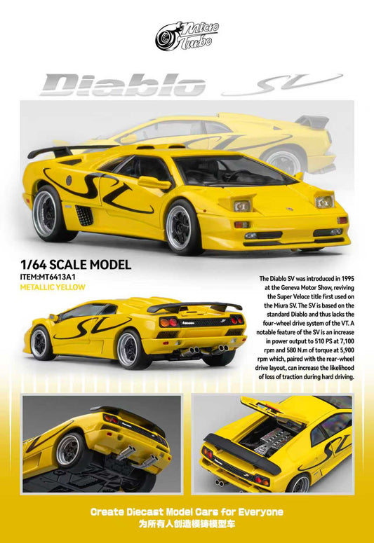 (PREORDER) Micro Turbo Lamborghini Diablo SV (Metallic Yellow)