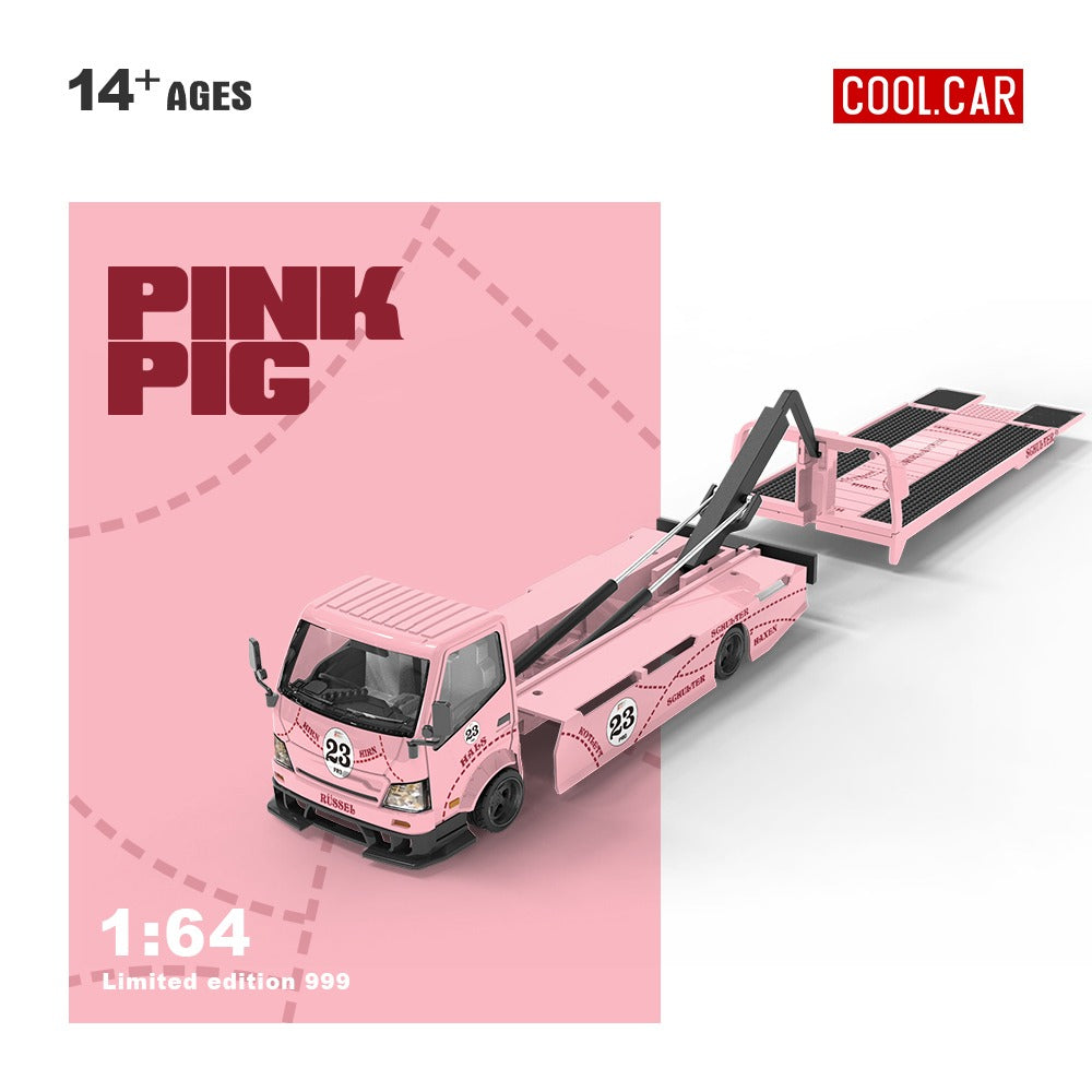 (PREORDER) Cool Car H300 Flatbed Transport Trailer (Pink Pig)