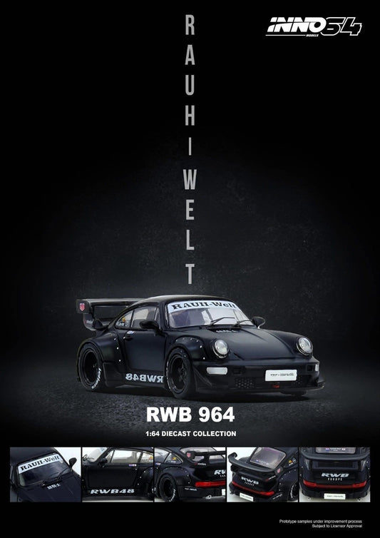 (PREORDER) Inno64 Porsche RWB 964 (Black Matte)