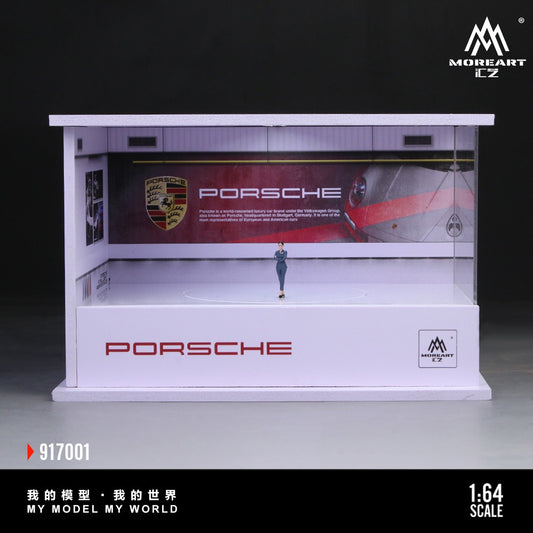 (PREORDER) MoreArt Assembled Lighting Scene - Porsche Rotating Display Booth