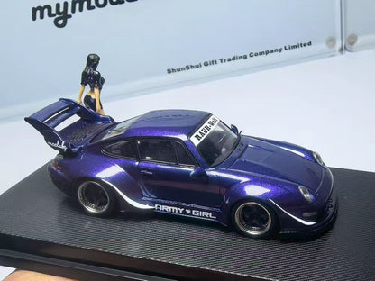 (PREORDER) My Model Collect Porsche RWB 993 High Wing (Purple Army Girl w/figure)