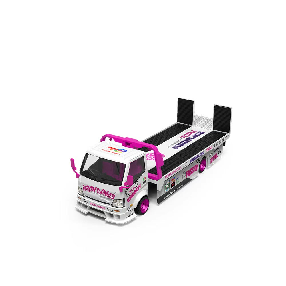 (PREORDER) Cool Car H300 Flatbed Transport Trailer IRON DAMES (White/Pink)