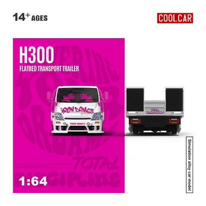 (PREORDER) Cool Car H300 Flatbed Transport Trailer IRON DAMES (White/Pink)