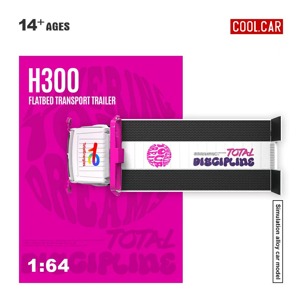 (PREORDER) Cool Car H300 Flatbed Transport Trailer IRON DAMES (White/Pink)