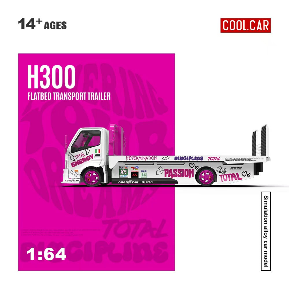 (PREORDER) Cool Car H300 Flatbed Transport Trailer IRON DAMES (White/Pink)