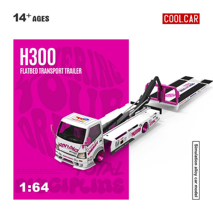 (PREORDER) Cool Car H300 Flatbed Transport Trailer IRON DAMES (White/Pink)