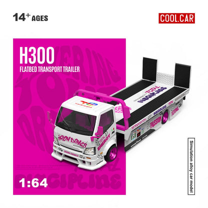 (PREORDER) Cool Car H300 Flatbed Transport Trailer IRON DAMES (White/Pink)