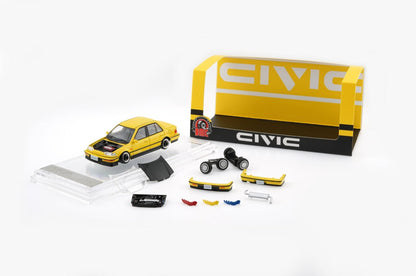 (PREORDER) BM Creations HONDA CIVIC EF2 1991 (Custom Yellow w/Black Bonnet LHD)