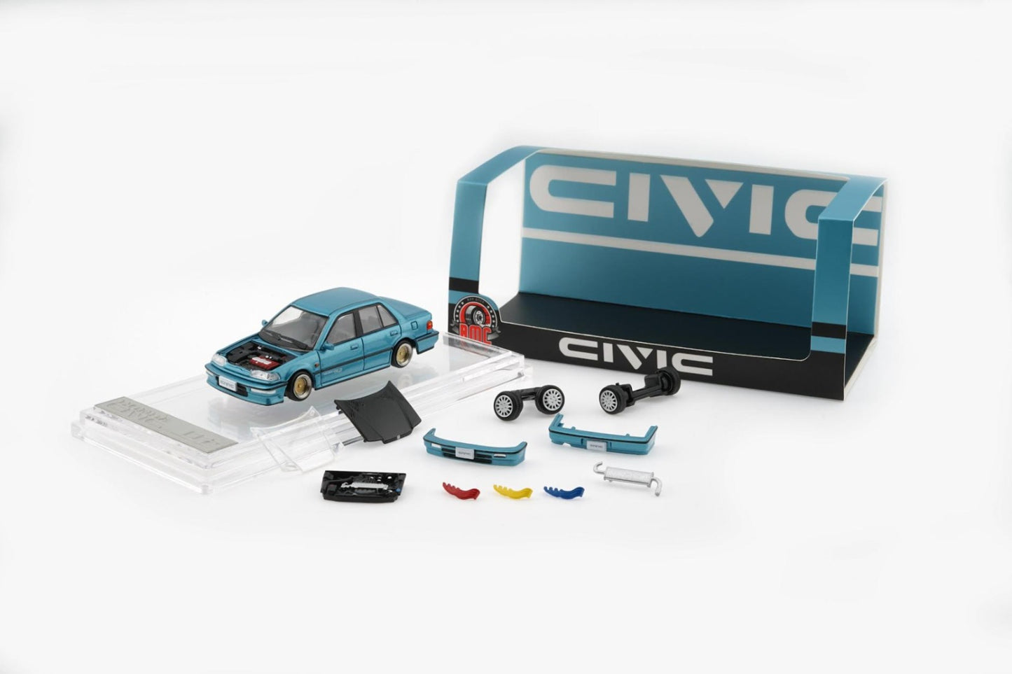 (PREORDER) BM Creations Honda Civic EF2 1991 (Custom Blue w/Black Bonnet LHD)