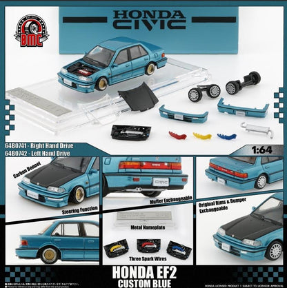 (PREORDER) BM Creations Honda Civic EF2 1991 (Custom Blue w/Black Bonnet LHD)