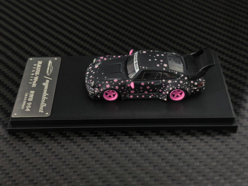(PREORDER) My Model Collect Porsche RWB964 High Wing (Pink Sakura Livery)