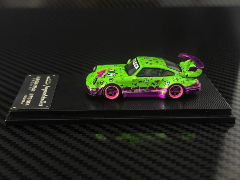 (PREORDER) My Model Collect Porsche RWB964 GT Wing (boo!nigan Magic Eye Green/Purple Livery)