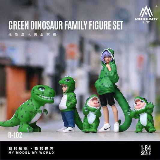 (PREORDER) MoreArt Dinosaur Family Figure Set (Green-Rexy)