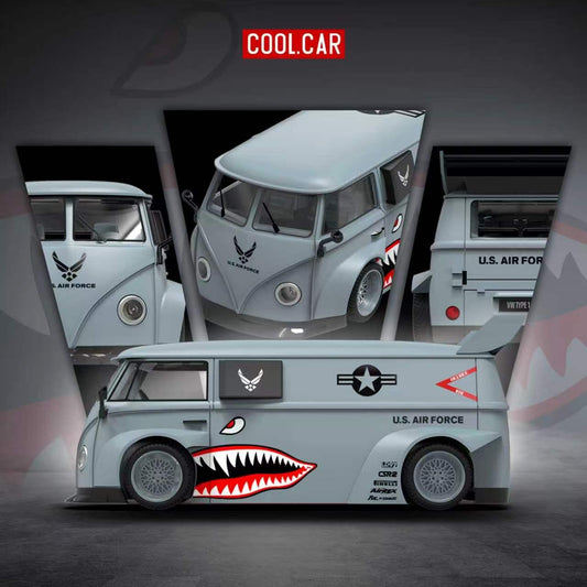 (PREORDER) CoolCar Volkswagen T1 (Gray Shark Mouth/Air Force livery)