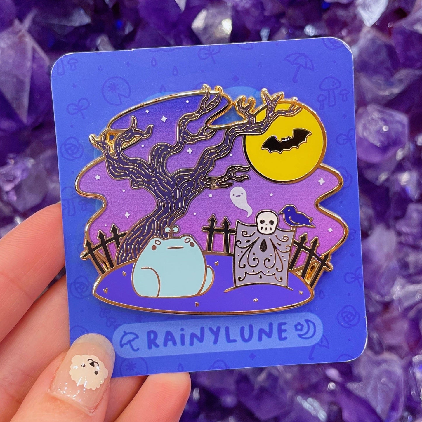 Rainylune Collectible Pin - Graveyard Frog Pin