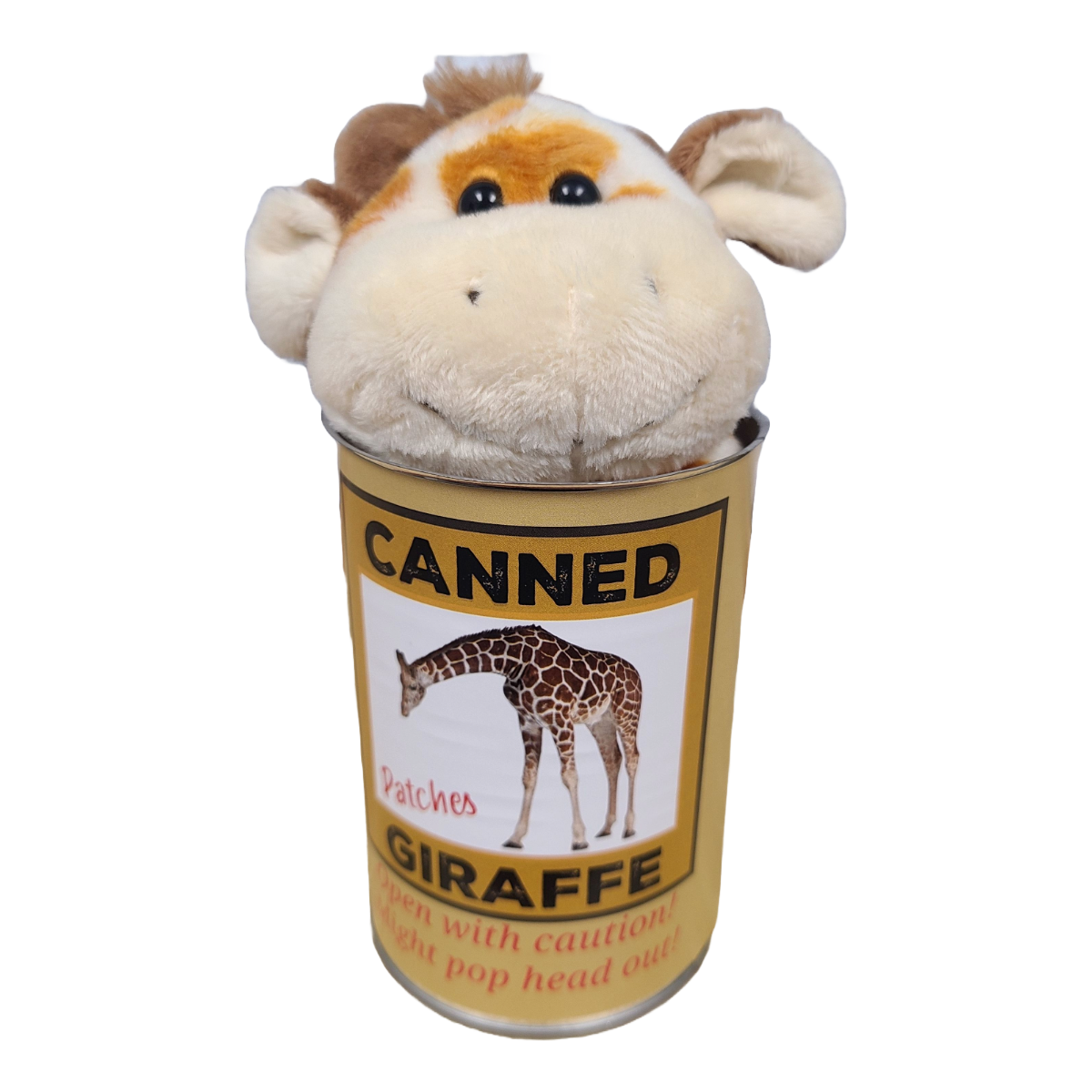 Patches the Canned Giraffe - Stuffed Animal Plush w/Jokes: Pop Top Lid