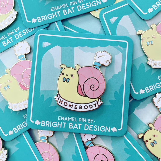 Bright Bat Design - Homebody Snail Enamel Lapel Pin