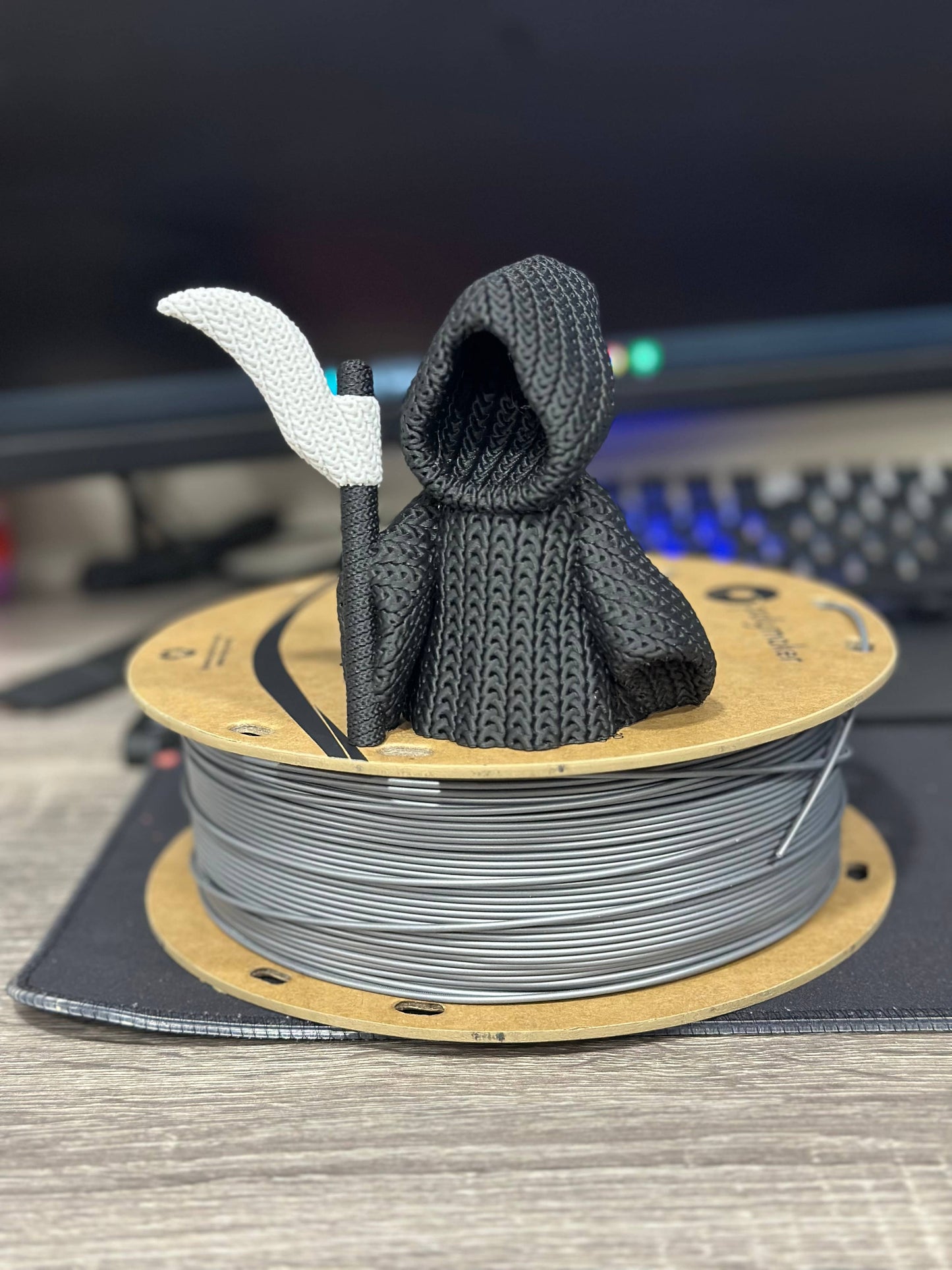 Grim Reaper 3D Printed Knitted Figurine (3" figure) - by Upstate Design Decor