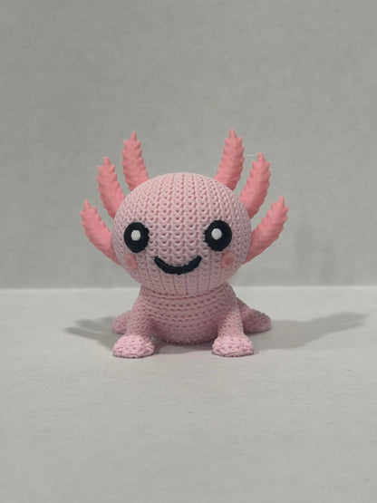Axolotl Figurine 3D Printed Knitted Texture- (3" figure) - by Upstate Design Decor