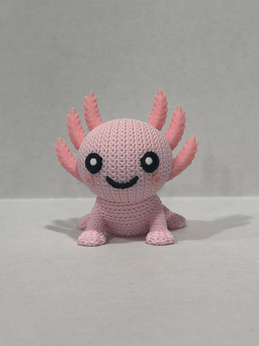 Axolotl Figurine 3D Printed Knitted Texture- (3" figure) - by Upstate Design Decor