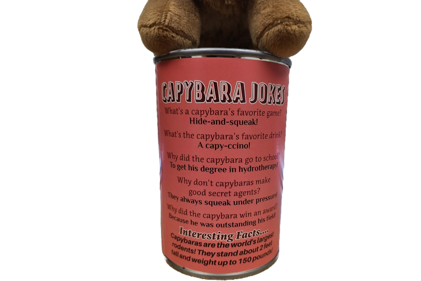 Steve the Canned Capybara | Stuffed Animal Plush w/Jokes: Pop Top Lid