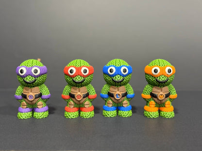 Teenage Mutant Knitted Turtles (Complete Set - 3" figures) - by Upstate Design Decor
