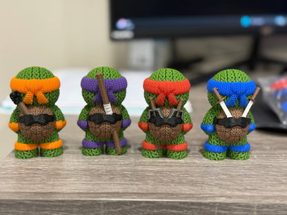 Teenage Mutant Knitted Turtles (Complete Set - 3" figures) - by Upstate Design Decor