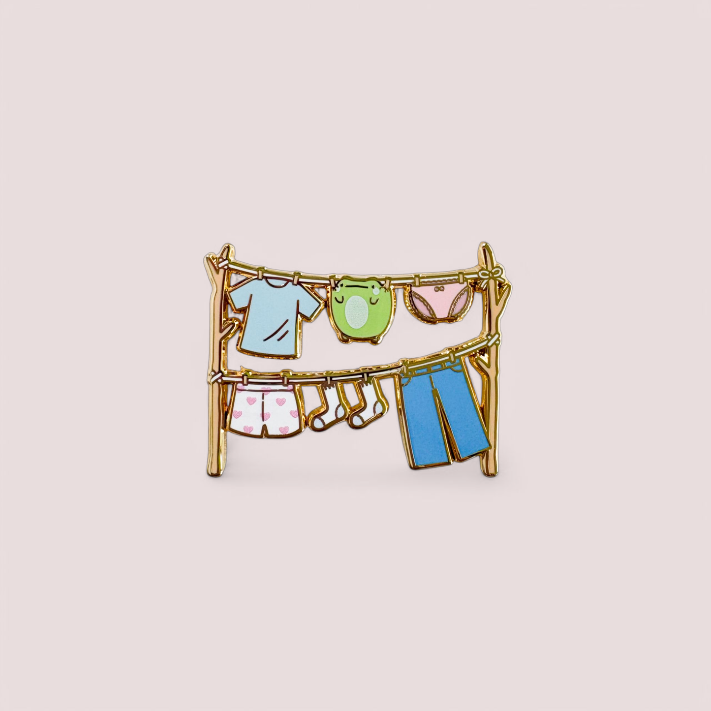Rainylune Collectible Pin- Clothesline Laundry NPC Frog Pin