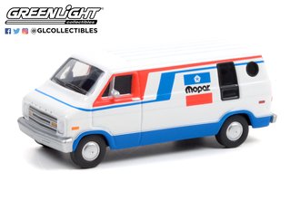 Greenlight - Blue Collar Collection - 1976 Dodge B100 Van "Mopar" Rayures blanches/rouges et bleues