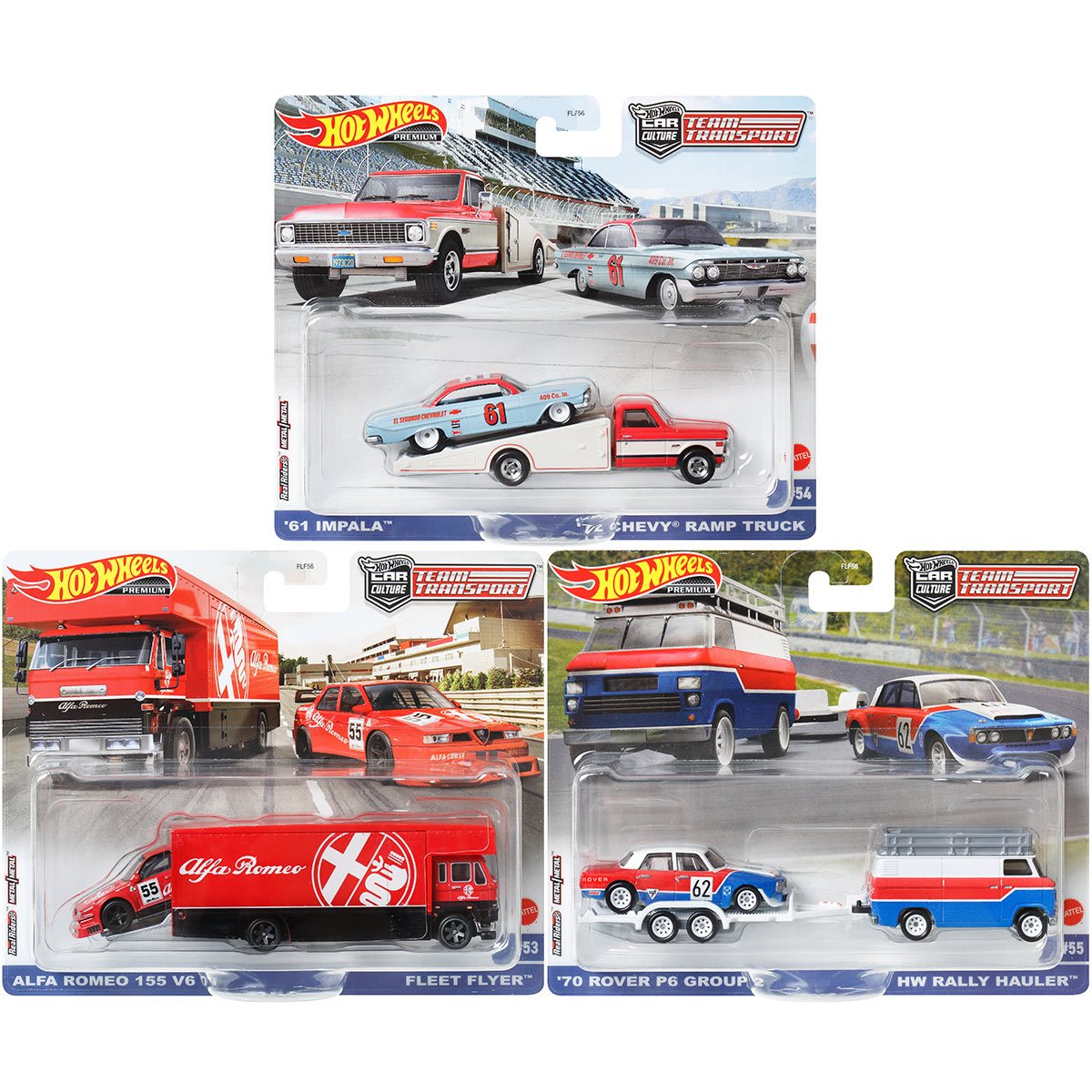 Hot Wheels Premium Car Culture Team Transport #54 '61 Impala et '72 Chevy Ramp Truck