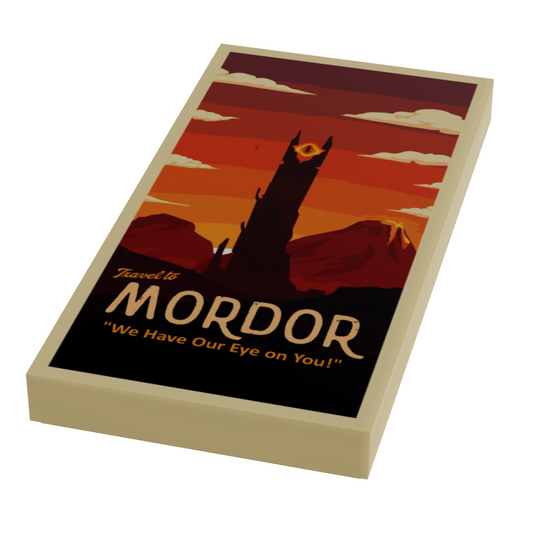 B3 Customs® - Affiche de voyage Visitez le Mordor (Tuile 2x4) - Tuile LEGO personnalisée