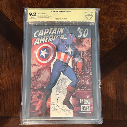 Captain America #50; 9.2 CBCS Signed/Sketched by Dan Jurgens