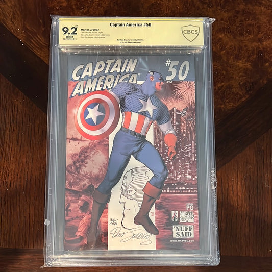 Captain America #50; 9.2 CBCS Signed/Sketched by Dan Jurgens